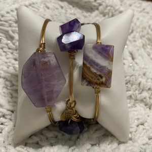 Bourbon & Boewties Purple Stone Bangle Set of 3